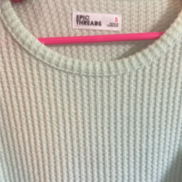 Epic Threads Light Green Ribbed Sweater - Picture 3 of 4